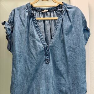 Pilcro Light Blue Chambray V-Neck Tunic